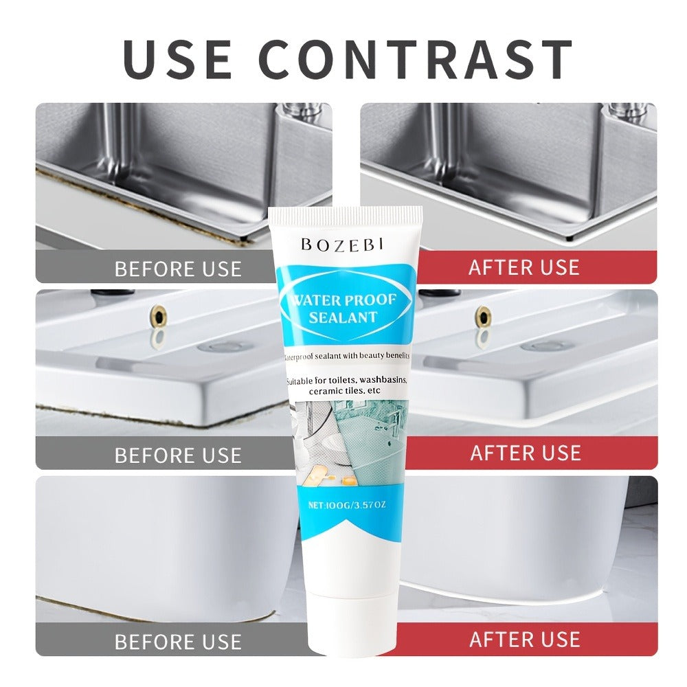 Waterproof Tile Grout Sealant Gap Filler for Kitchen & Bathroom – Odorless Strong Adhesive Tile Refill Agent for Sink Floor Wall Cracks, White 100g (3-Pack)