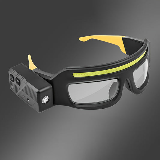 LED Headlamp Glasses, USB Rechargeable with Rotatable Beam, Yellow or Blue