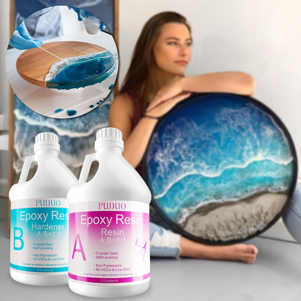 Ultra-Clear Epoxy Resin Kit 1 2 3 Gallon Fast Curing Bubble-Free Non-Yellowing – 2-Part AB Epoxy for Coatings Casting Countertops River Tables & DIY Crafts