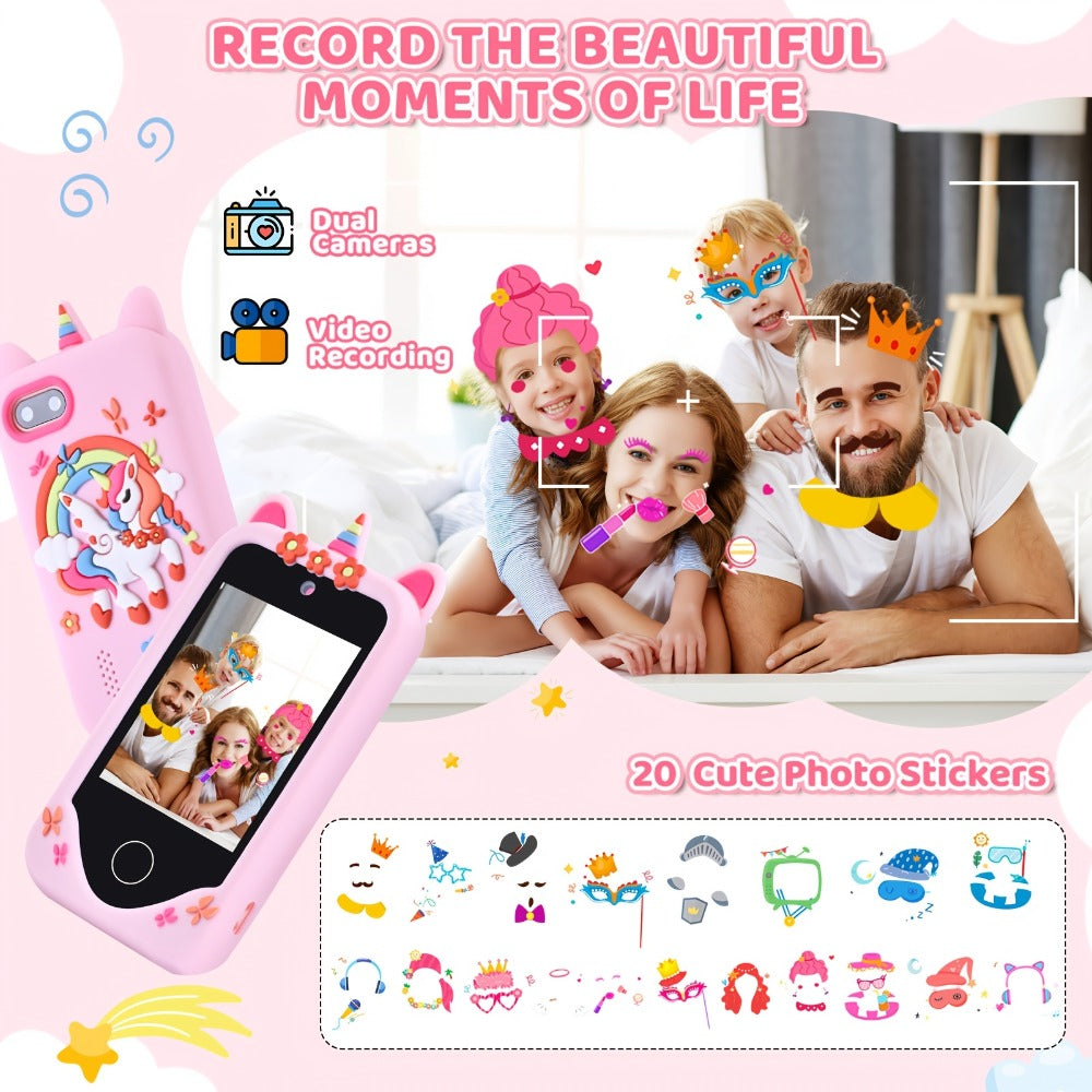 Kids Toy Phone with Touchscreen and Dual Camera, Pink or Purple Options