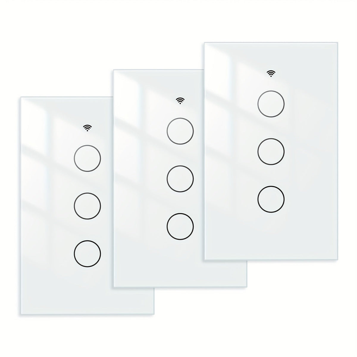No Neutral Wire Smart Touch Wall Switch MOES WiFi 1/2/3 Gang Single Fire, Works with Alexa & Google Home, App Remote Control, 2.4GHz 110V White – 2 Pack 3 Pack Smart Light Switch