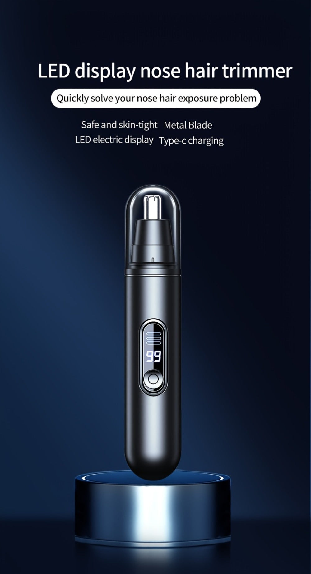 Electric Nose Trimmer with LED Display – USB Rechargeable Painless Facial Hair Removal Device for Men & Women, Nose Ear & Eyebrow Trimmer, Upgraded Grooming Tool, Ideal Gift