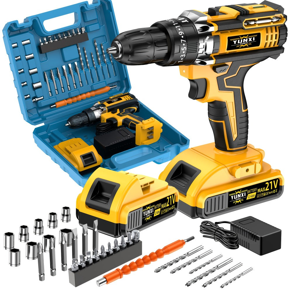 Cordless Impact Drill Set 21V – Electric Power Drill with 2.0Ah Battery, Fast Charger, Screwdriver Bits, Work Light, Variable Speed & Torque Control for Home & Car Repair, Men's Gift