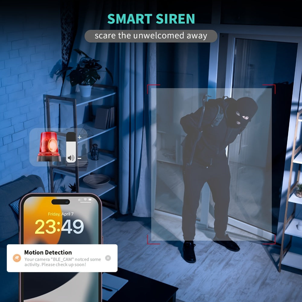 2K 4MP Indoor Security Camera 360° Full View, Dual Band 5G/2.4G WiFi, AI Motion Detection, Night Vision, Two-Way Audio, App Monitoring – Home & Office Surveillance