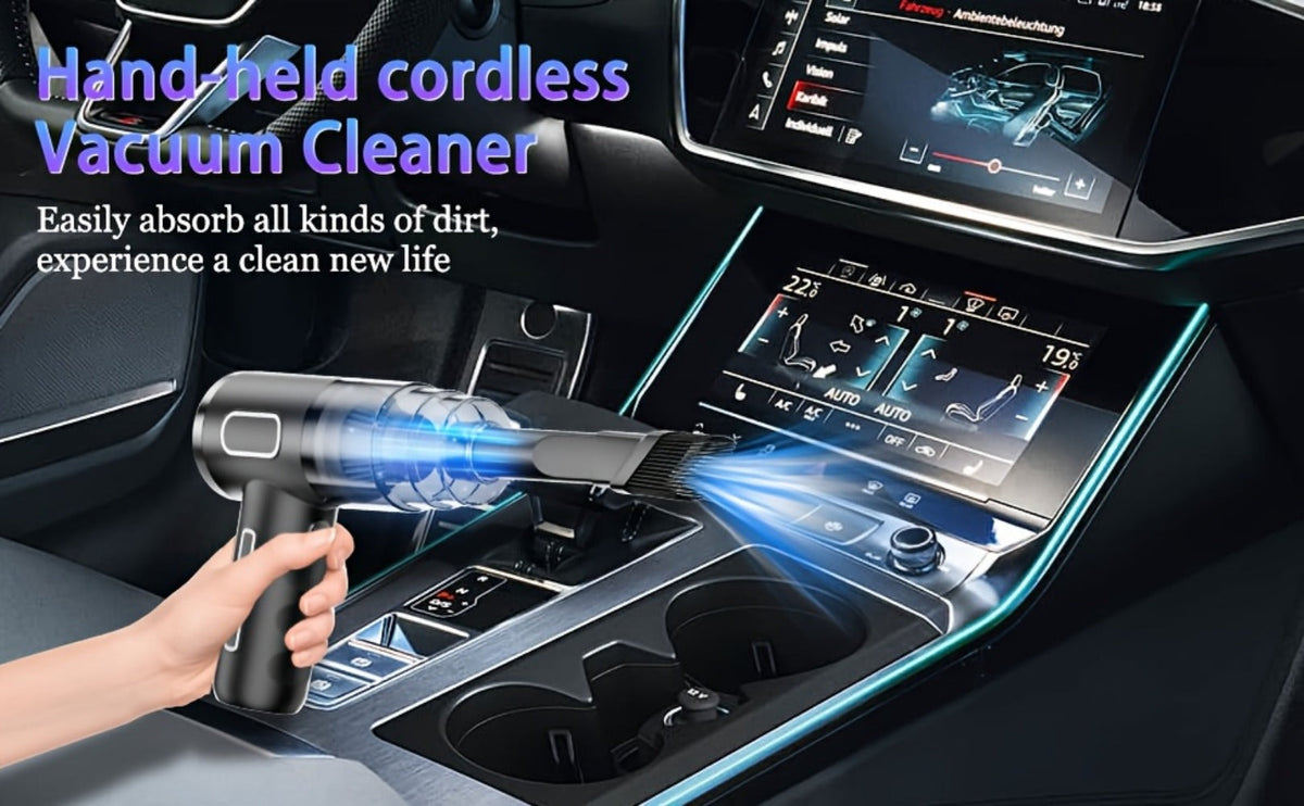 Cordless Mini Vacuum Cleaner 3KPa Strong Suction, USB-Powered Portable Handheld Vacuum with Long Reach Tube & Brush Heads, Lightweight Compact Design for Car, Home, Office, Keyboard, Electronics