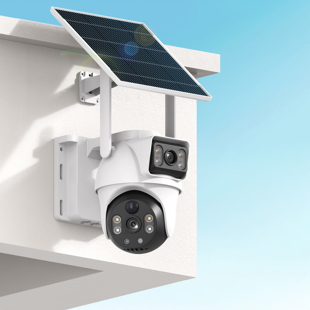 4K Solar Security Camera Outdoor Wireless – 360° PTZ Dual Lens PIR Motion Detection, Full Color Night Vision, Spotlight Siren Alarm, Two-Way Audio WiFi Camera for Home, Farm & Ranch
