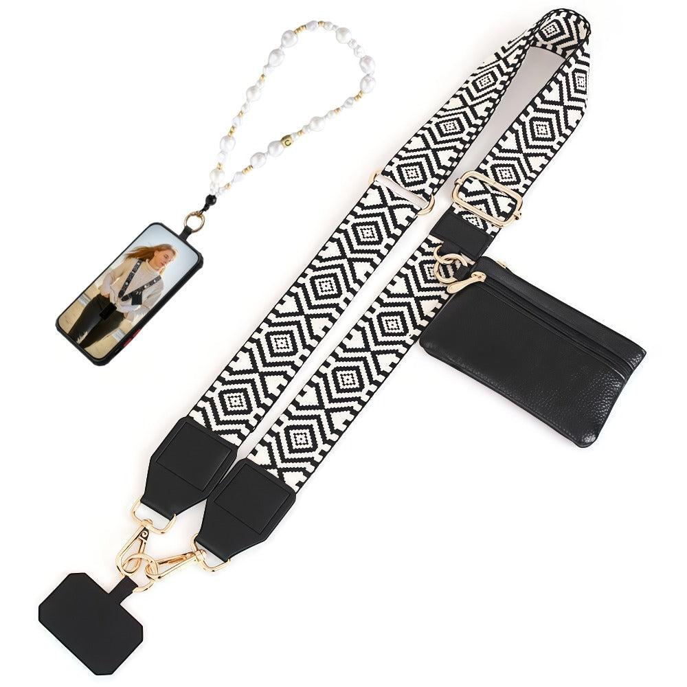 Phone Lanyard Crossbody Strap with Zipper Pouch & Beaded Charm Adjustable Hands-Free Cell Phone Shoulder Strap – Universal Fit for Most Smartphones Women Teens Travel Daily