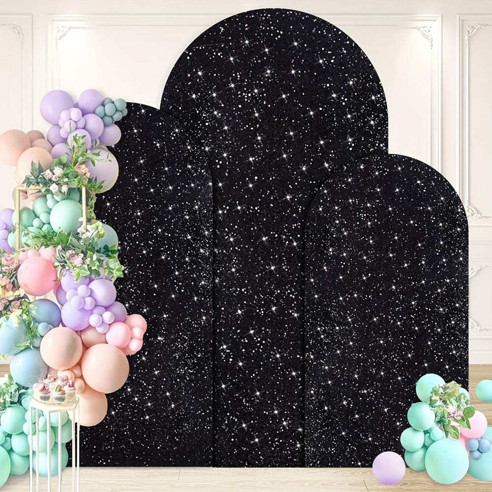Sequin Wedding Arch Cover Set 3pcs – 6ft 6.6ft 7.2ft Metallic Spandex Payette Glitter Arch Backdrop Cover for Wedding Ceremony, Birthday Party, Bridal Shower & Event Decoration | Fits Most Arch Stands