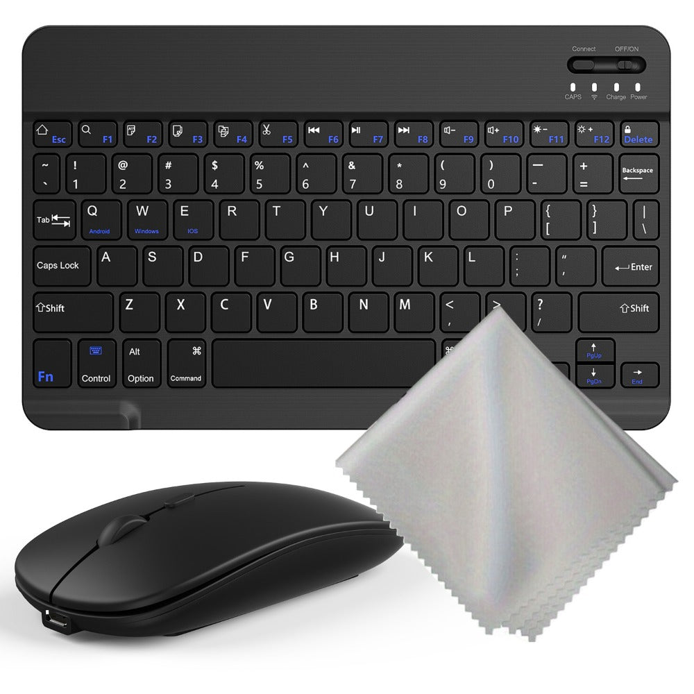 Wireless Keyboard and Mouse Combo with Mouse Pad – Silent 2.4G USB Ergonomic Full Size Keyboard Mouse Set for PC Laptop Mac Desktop | Blue White Pink Black | Home Office Work Setup