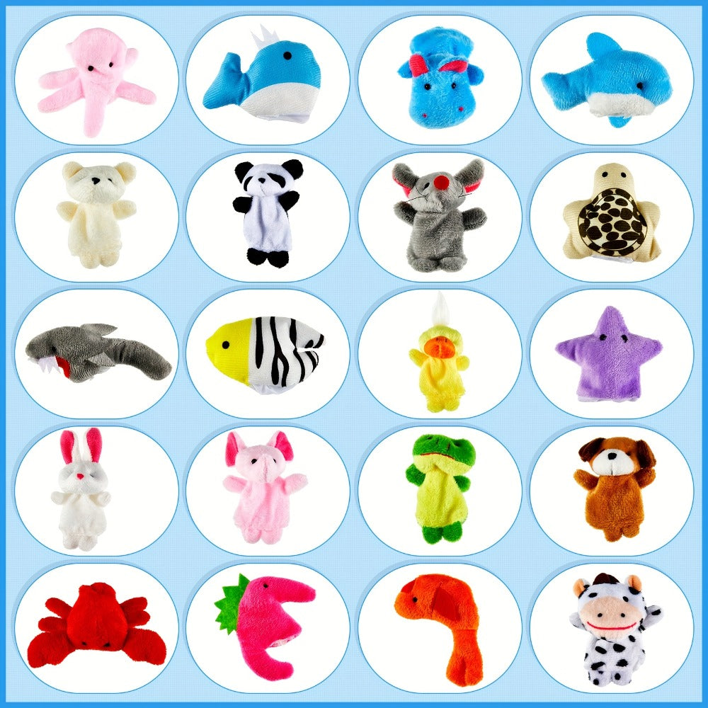 Finger Puppets with Eggs 40pcs (20 Sets) Prefilled Cartoon Animal Plush Dolls, Soft Puppet Toys for Party Favors Basket Stuffers Easter Gifts Back to School, Kids Toddlers Cute Animals Style