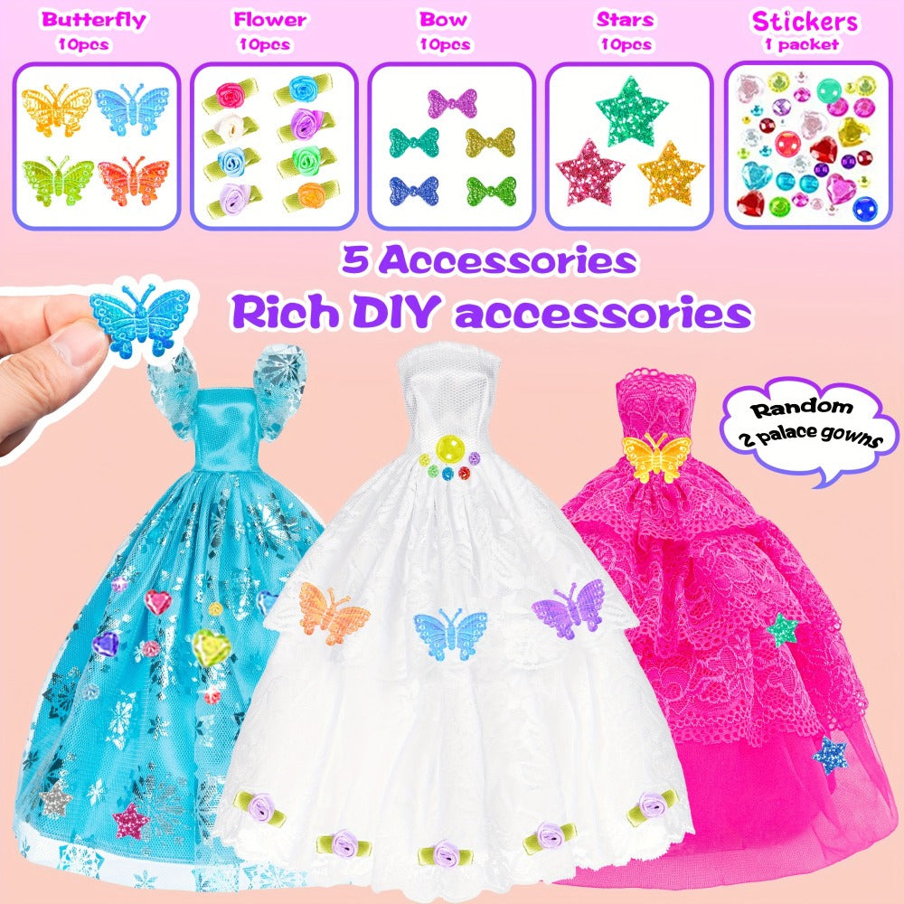 Fashion Doll Closet Wardrobe 139pcs Clothes Accessories Playset for 11.5 Inch Dolls – Princess Mermaid Dresses Shoes Hangers Handbags DIY Stickers Creative Gift for Girls Ages 3+ Birthday Christmas