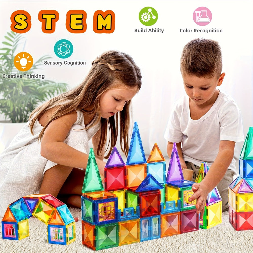 102-Piece Animal Village Magnetic Building Set with House Shapes