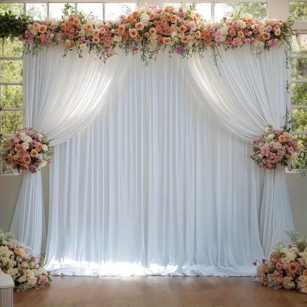 10x10Ft Polyester Photography Backdrop 2-Pack – Photo Booth Background Curtain for Party, Birthday, Wedding, Holiday, Stage & Exhibition Decoration, Wrinkle-Free, Machine Washable, Easy Pole Install