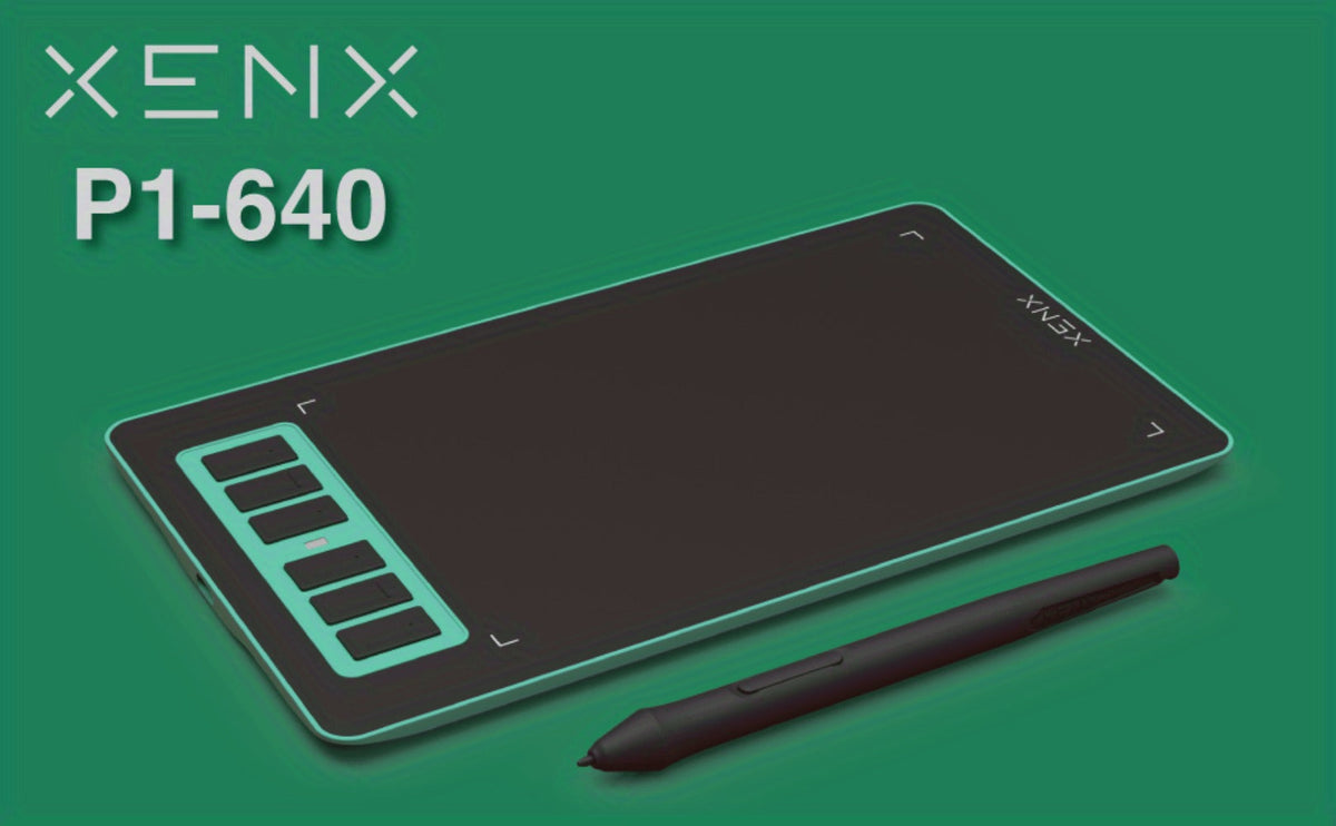 Graphics Drawing Tablet XENX P1-640 8192 Pressure Sensitivity 6 Hot Keys 6.6x4.1 Inch Active Area Battery-Free Stylus Compatible with Mac Windows PC Android for Digital Art Animation OSU Design