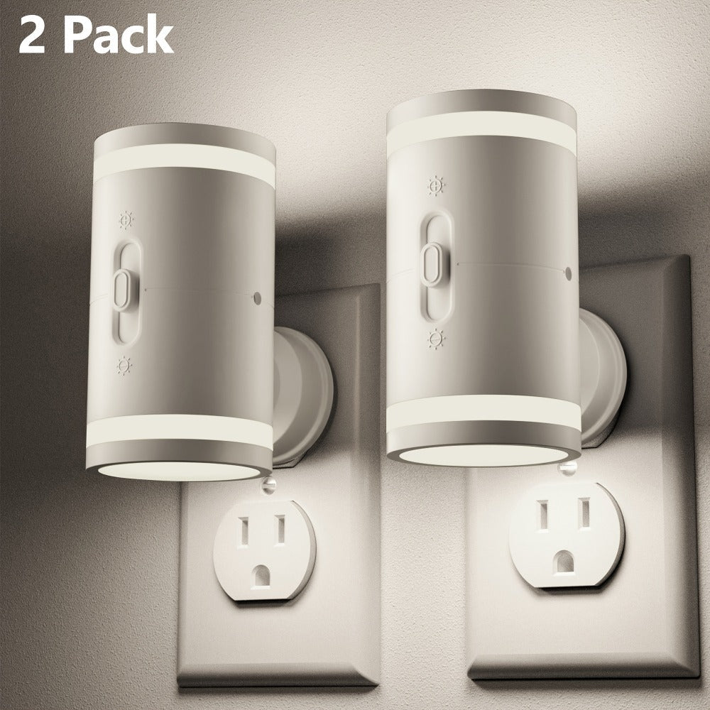 LED Night Light Plug In Dusk to Dawn Sensor – 5-120LM Adjustable Brightness, 3 Color Temperatures, Modern Plug-In Night Lights for Hallway, Bedroom, Staircase, Bathroom & Toddler Room, 2 or 4 Pack
