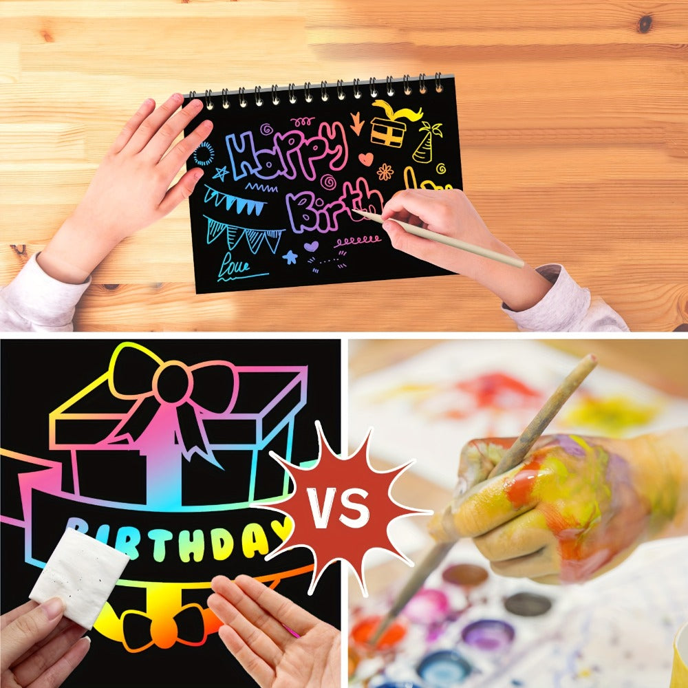 Scratch Art Notebooks 48 Pack Rainbow Scratch Paper Party Favors for Kids Birthday Gifts Bulk Art Craft Kit Scratch Pads for Boys Girls Classroom Prizes Goody Bag Fillers
