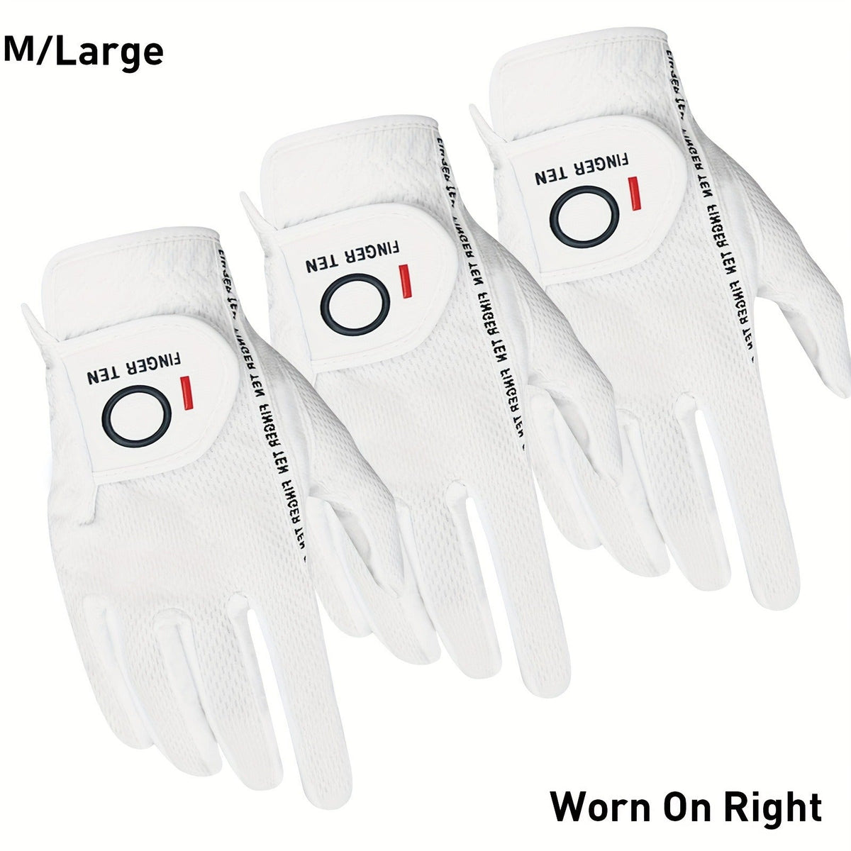 Wet Weather Golf Gloves Rain Grip 3-Pack for Men | Breathable Water-Resistant Golf Gloves for Left & Right Hand – Durable Comfortable Fit in Hot & Wet Conditions (Black, Gray, White | S–3XL)