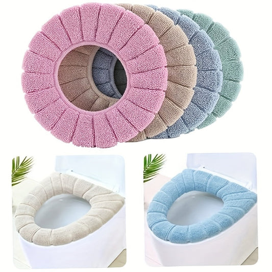 Toilet Seat Cover Set, 5-Piece Soft Plush and Machine-Washable Design