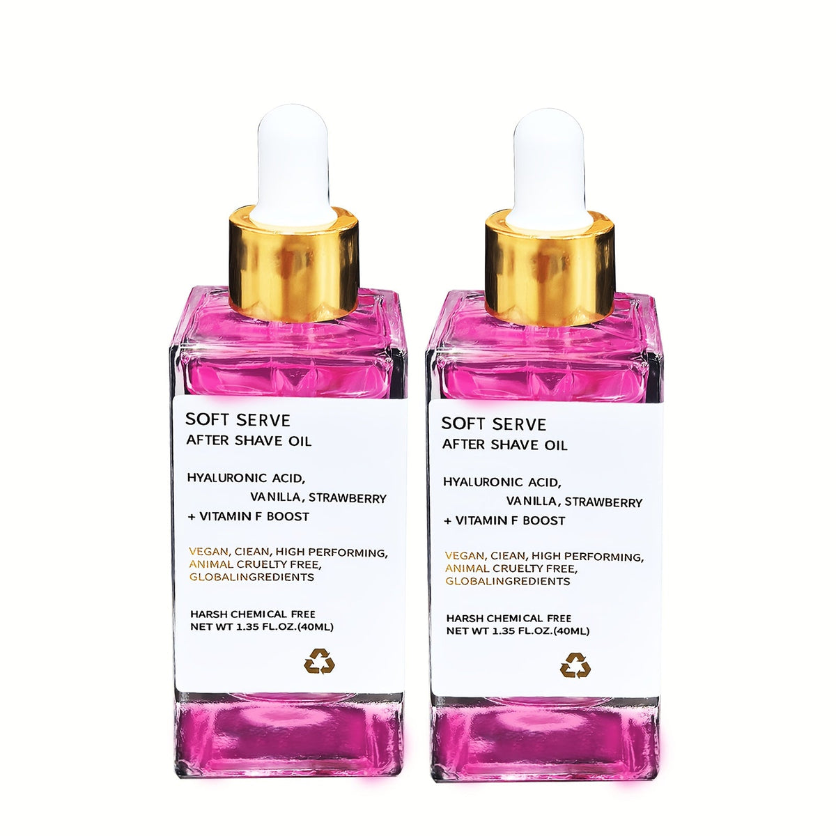 After Shave Beard Oil 2pcs 1.35oz - Strawberry Vanilla Scented Glycerin Moisturizing Oil for Beard, Mustache & Face, Hypoallergenic Soothing Skin Care for All Skin Types, Unisex