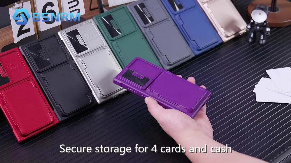 Galaxy S24 Ultra Wallet Case with 4-5 Card Holder Kickstand Sliding Lens Cover Rugged Drop Protection Shockproof Cover for Samsung Galaxy S24 Ultra 2024 S Pen Compatible – 3 Colors