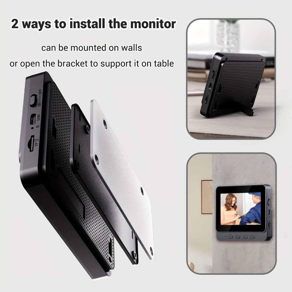Wireless Video Doorbell Camera No WiFi No App Required 4.3-inch IPS Monitor 960P Night Vision Two-Way Audio Long Battery Life SD Card Storage No Subscription Wall-Mounted Home Security