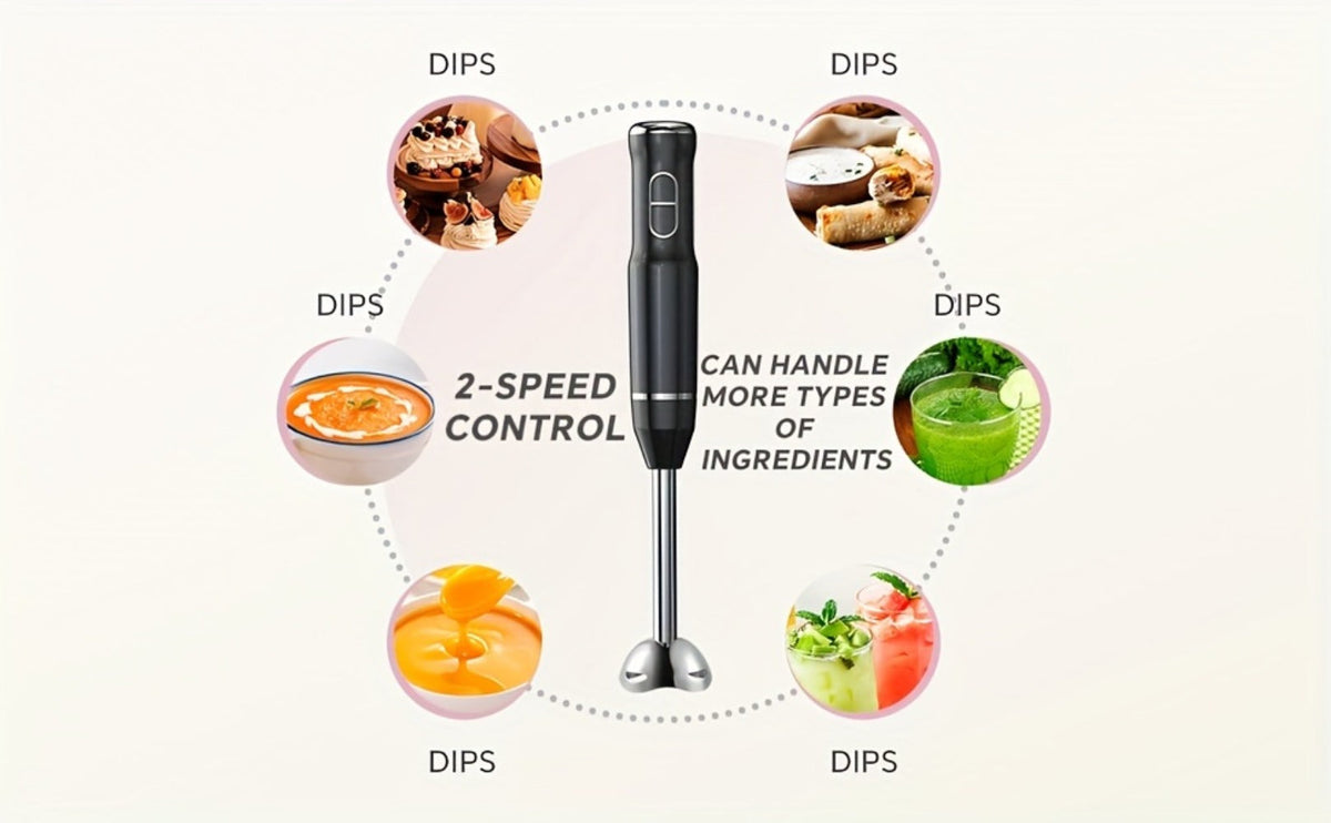 Immersion Blender 400W with Turbo Mode - Handheld Stick Blender with 304 Stainless Steel Blades, 2-Speed Electric Hand Blender, Detachable Shaft, Portable Immersion Mixer for Soups, Smoothies & Baby Food