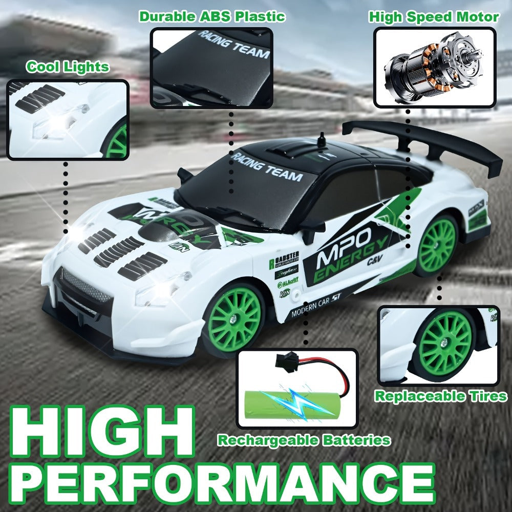 RC Drift Car 1:24 Scale 4WD Remote Control Sports Car, 2.4GHz Indoor Drift Racer, Red