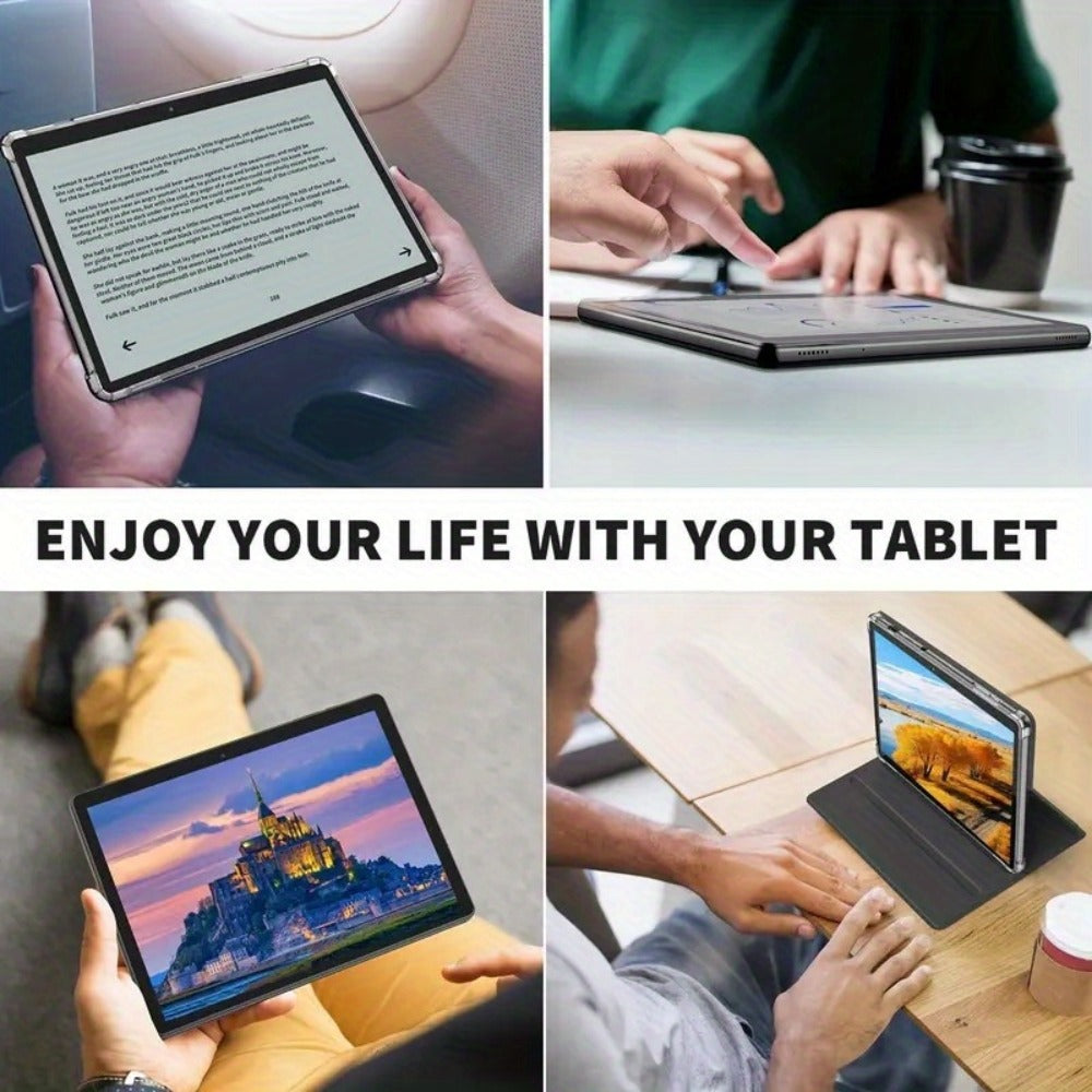 2-in-1 Tablet with Keyboard Android 15, 10.1 Inch 8GB RAM 128GB ROM 8000mAh Battery, 5G WiFi 16MP+5MP Dual Camera FHD IPS Display, Stylus Pen Included, Laptop Tablet PC for Work Study Entertainment – Black Pink Gold Gray Orange