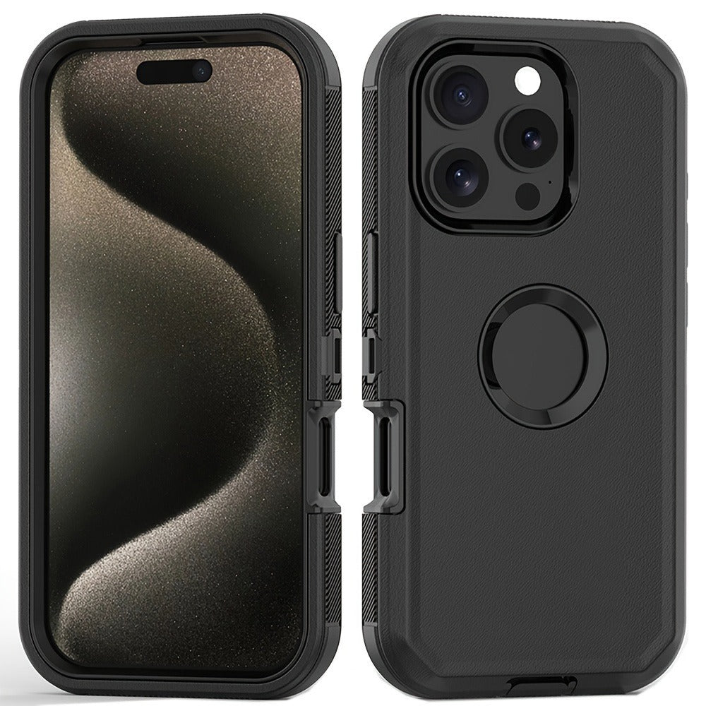 Rugged iPhone 16 Pro Max Case Hybrid Armor Dual Layer TPU PC Shockproof Drop Protection – Heavy Duty Wireless Charging Compatible Cover for iPhone 16 Pro 16 Plus 16 – Black Orange Blue Purple Green