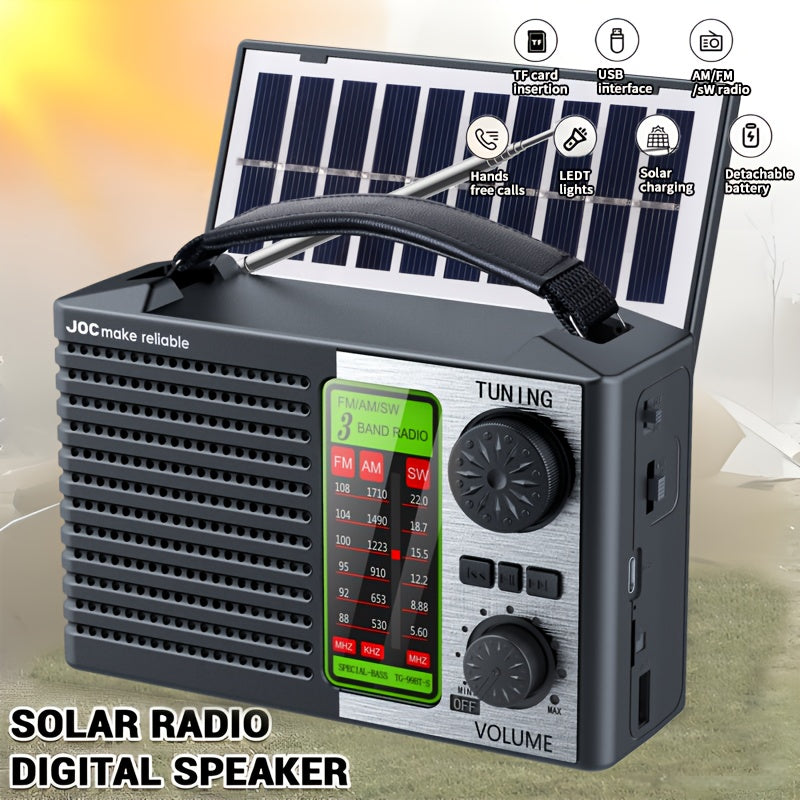 Portable Retro Radio Speaker with MP3 Player Rechargeable Battery Emergency Weather Radio for Outdoor Camping RV Smartphone Compatible Power Outage Survival