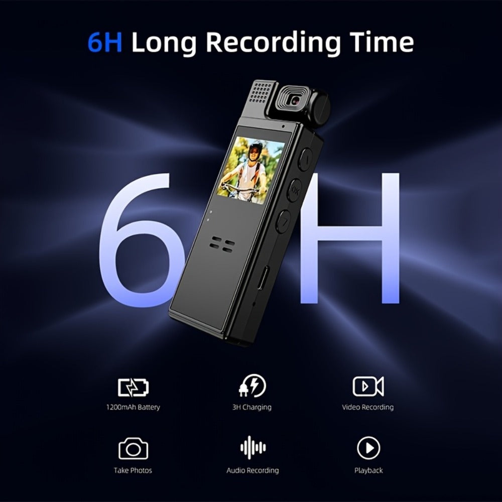 1080P HD Pocket Camcorder with 180° Rotatable Lens – Handheld Body Camera, USB Charging, Lightweight Compact Smart Recorder for Travel, Event Recording, Holidays & Birthday Gift (SD Card Not Included)
