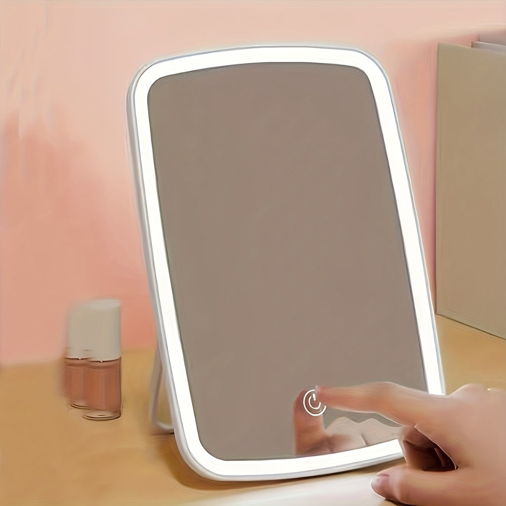 LED Makeup Mirror with 3 Color Modes & Touch Control – Adjustable Brightness Lighted Vanity Mirror | Portable Folding USB Rechargeable | White Daylight Warm Light | Travel Cosmetic Mirror | Beauty Gift