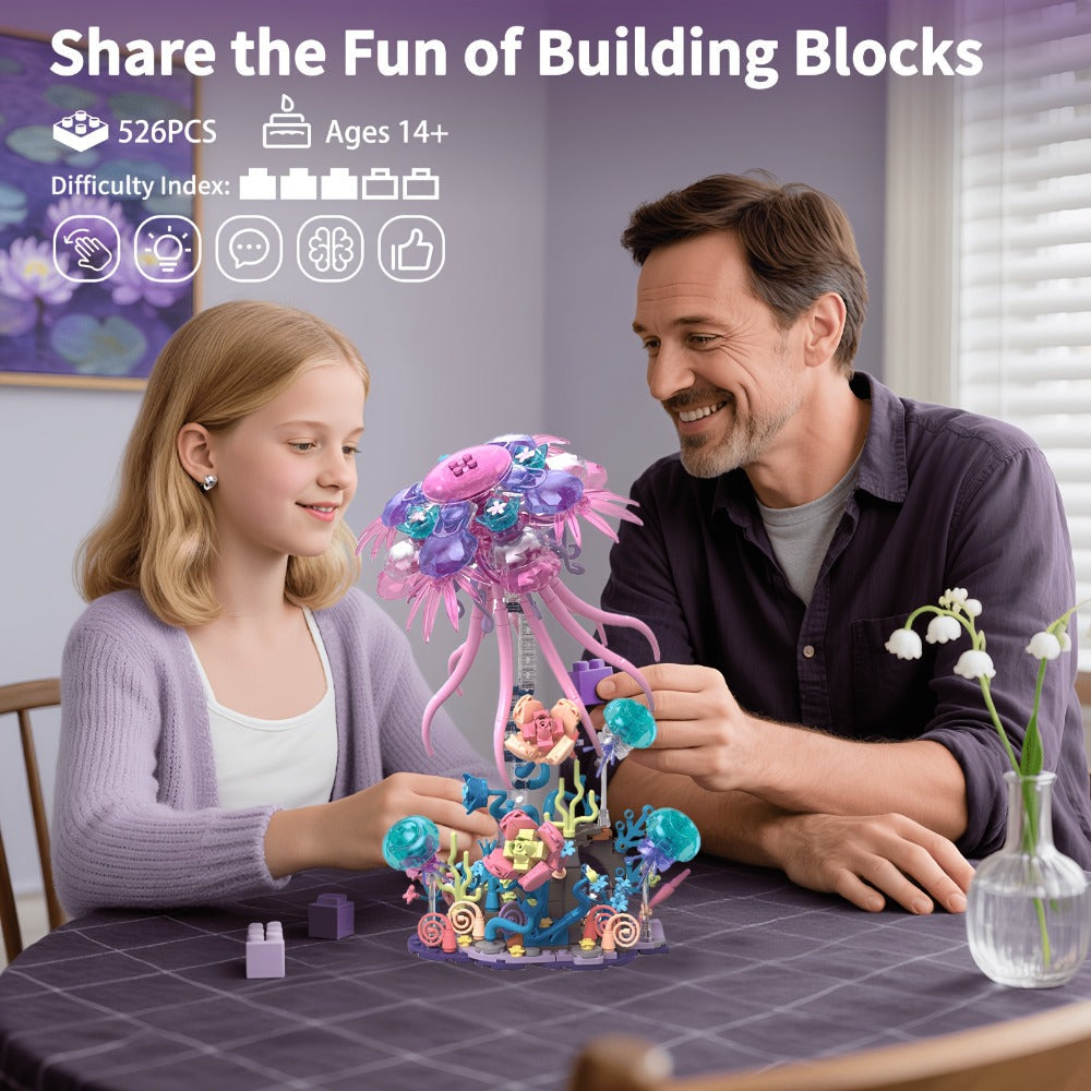 526-Piece Jellyfish Building Block Display Model for Desk or Shelf