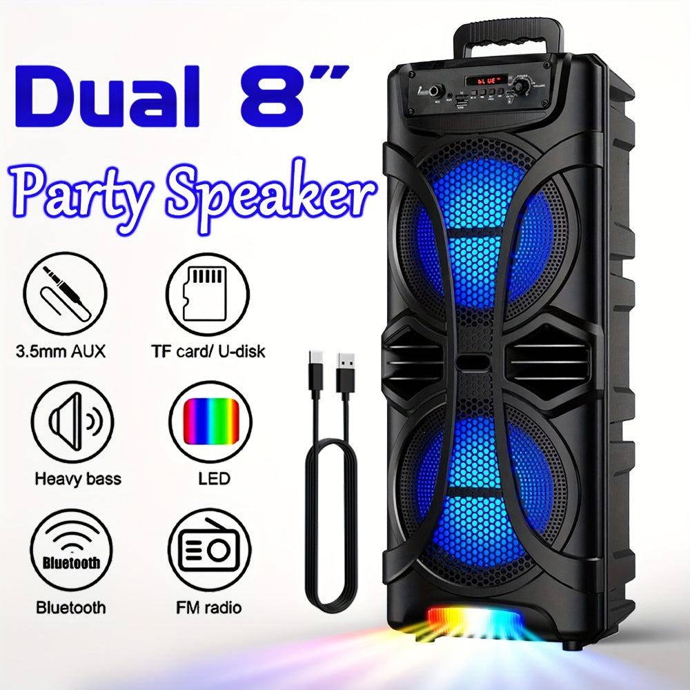 PA Speaker Karaoke Machine 3000W with Dual 6.5" Woofers – Bluetooth Wireless, FM Radio, Party Lights, Wired Microphone Included, Portable Boombox for Parties, Events & Outdoor Use