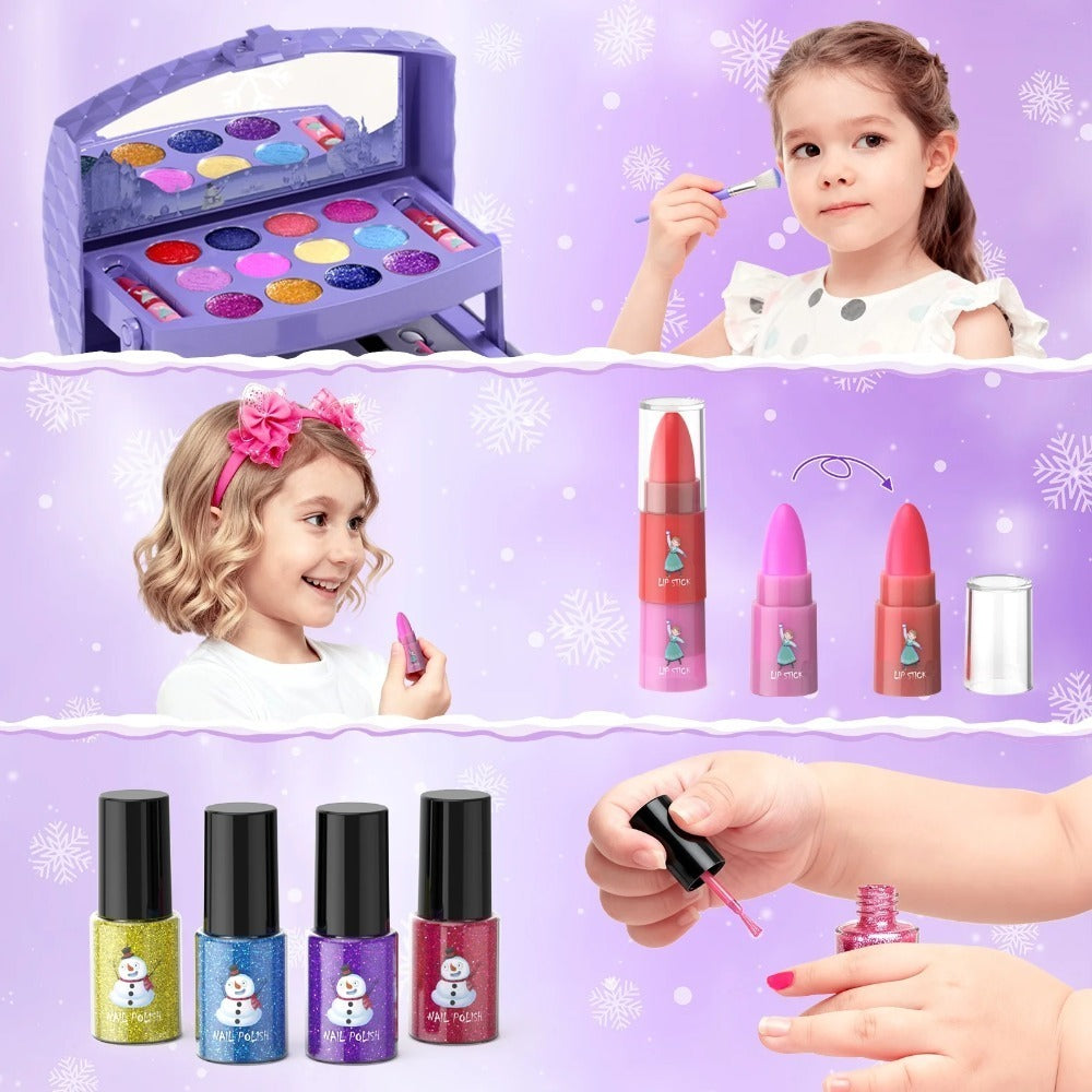 Princess Pretend Play Makeup Set, 58 Pieces with Brushes & Case