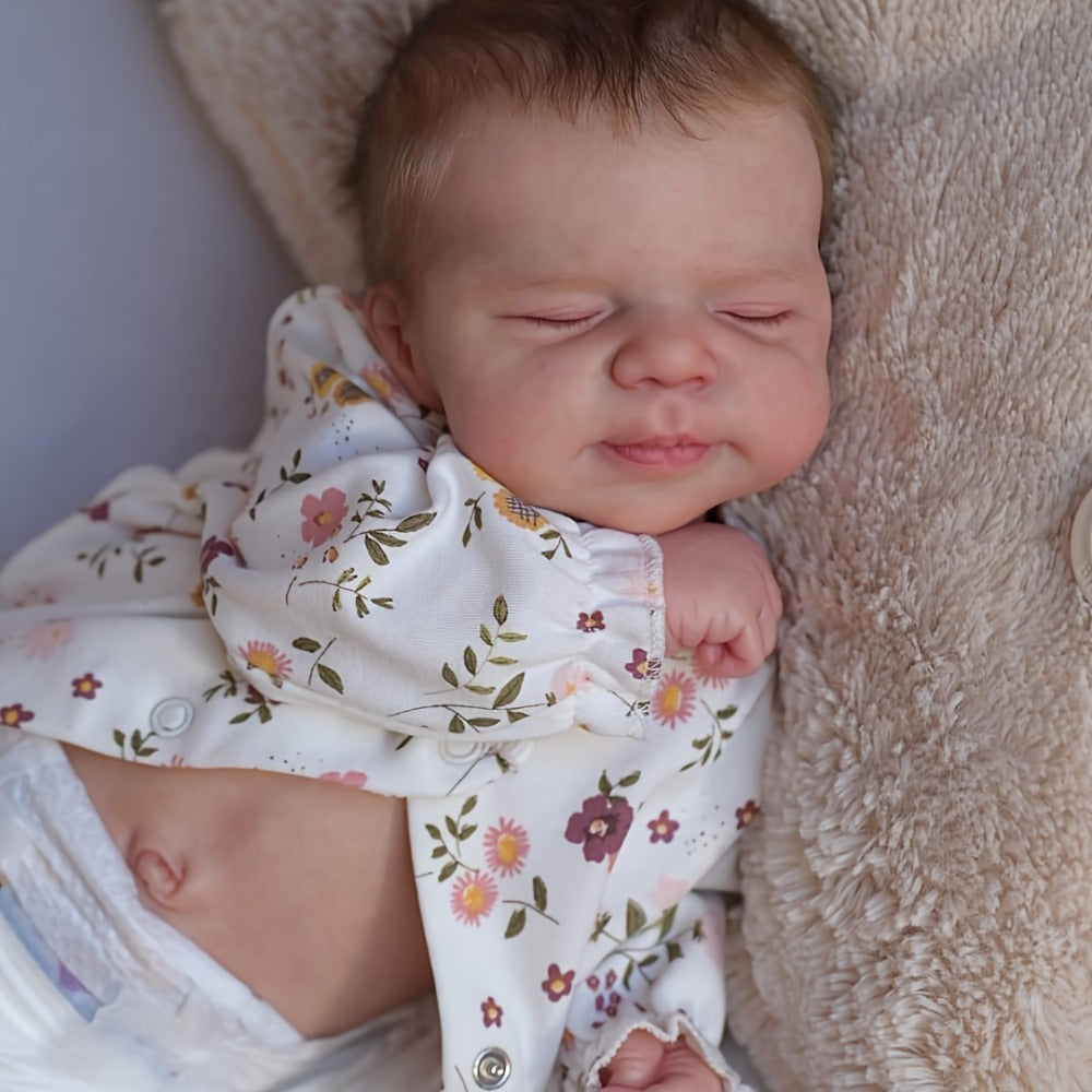 19-Inch Full Vinyl Reborn Baby Doll with Rooted Hair and Accessories