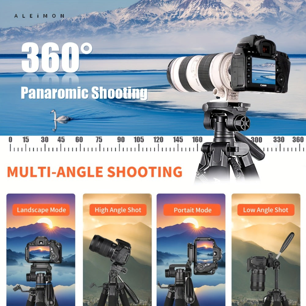 Heavy Duty Aluminum Tripod 74 Inch Red 3-Section, ALEiMON 188cm 14lb Capacity Adjustable Camera Stand with Tote Bag for DSLR, Mirrorless, Smartphone, Projector & Outdoor Photography
