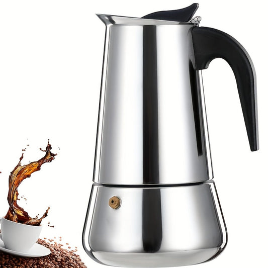 Moka Pot, Stainless Steel Induction Stovetop Coffee Maker, 2–12 Cup Sizes