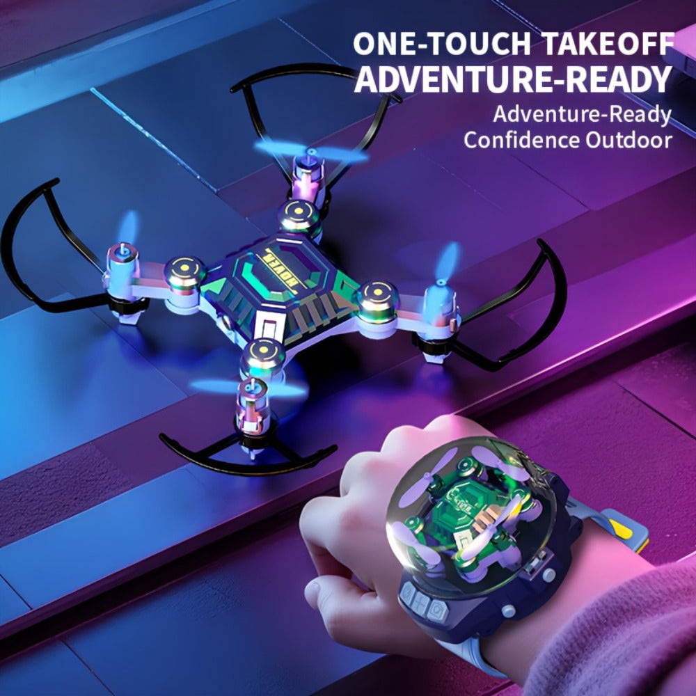 Watch Case Mini Drone for Kids with 2 Rechargeable Batteries – RC Quadcopter Stable Hover Indoor Outdoor Beginner Flying Toy Gift for Boys Girls Birthday Christmas Halloween Blue Green Black