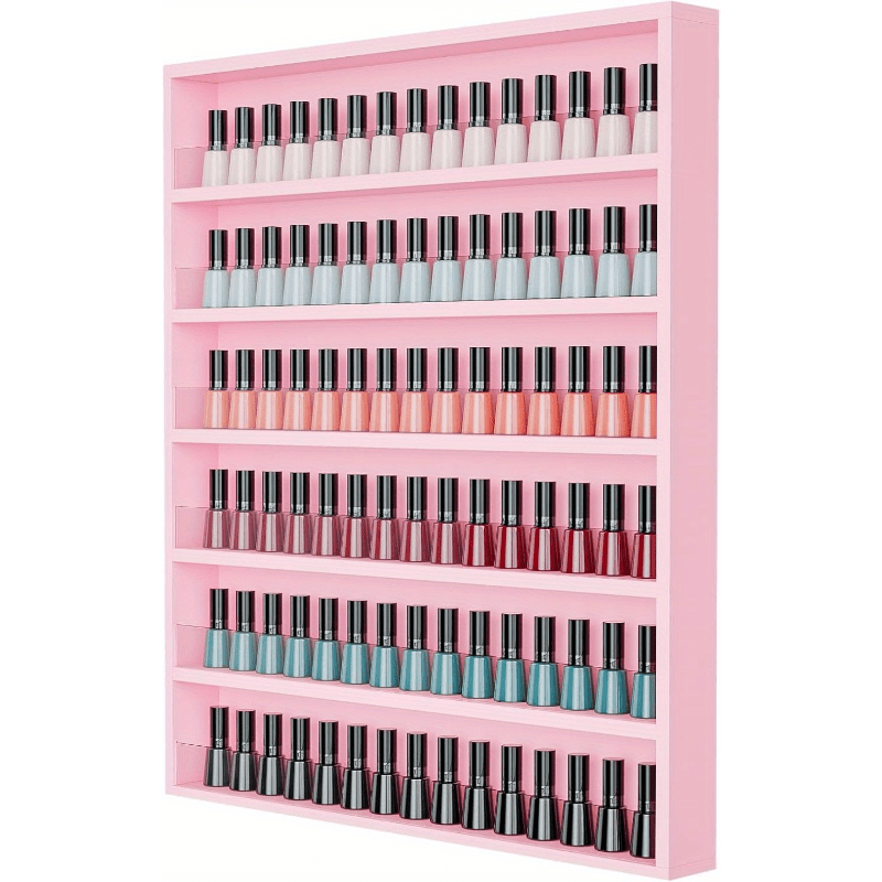 Wall Mount Nail Polish Rack Organizer 6 or 10 Tier with Acrylic Baffle Salon Display Shelf for Gel Polish Storage Nail Studio Home Spa Vanity Black White Pink