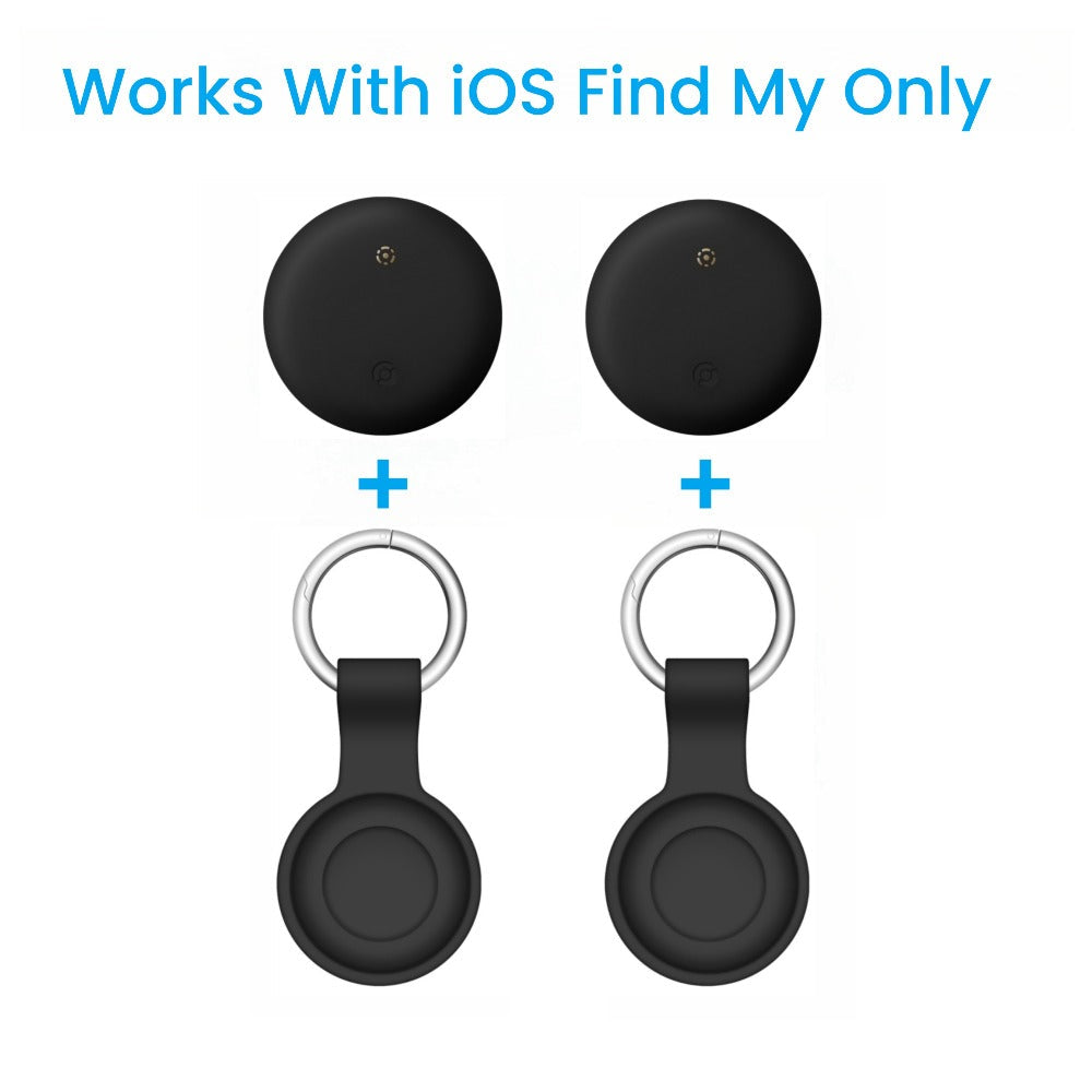 Apple Find My Tracker 2 Pack AirTag-Size Bluetooth Key Finder with Keychain Holder – Anti-Lost Locator for Keys Pets Bags Luggage, 1-Year CR2032 Battery, iOS Smart Tag, Tech Gift for iPhone Users