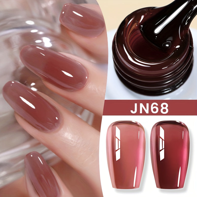 Nude Jelly Gel Nail Polish 10ml Skin Tone Transparent Finish – Semi-Permanent Soak-Off UV LED 30-Day Wear, Jade Nail Art Minimalist Natural Look for Women, Shades JN05 JN68 JN75 JN76