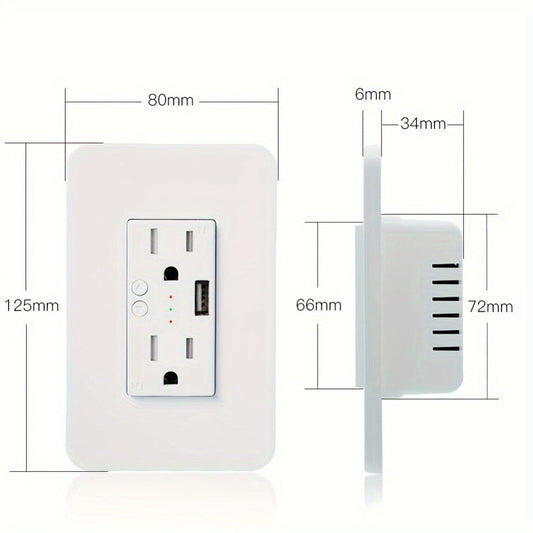 Smart WiFi Wall Outlet, MOES Dual AC Outlets with USB-A Charging and Voice Control