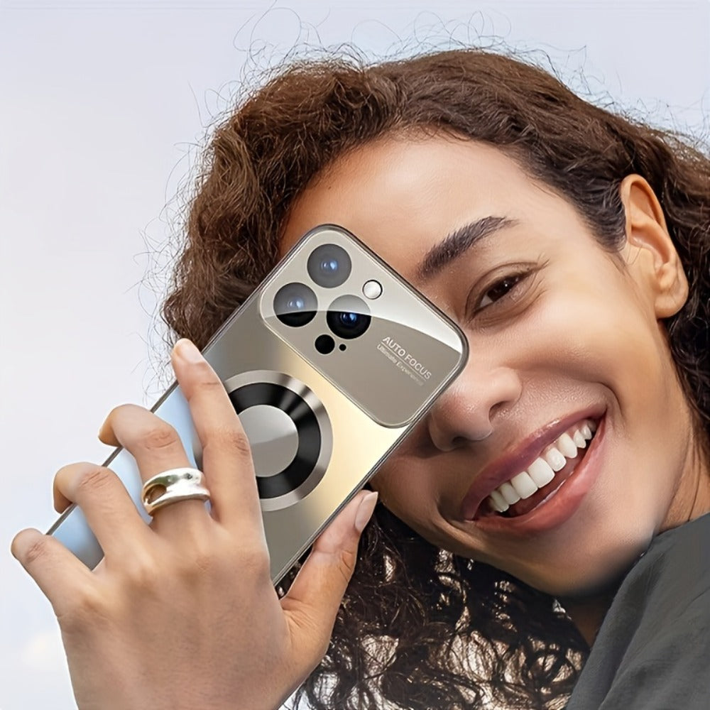 MagSafe iPhone Case Matte Titanium with Built-In Glass Lens Protector for iPhone 17 Pro Max Air 16 15 14 Series – Shockproof Luxury Magnetic Wireless Charging Cover