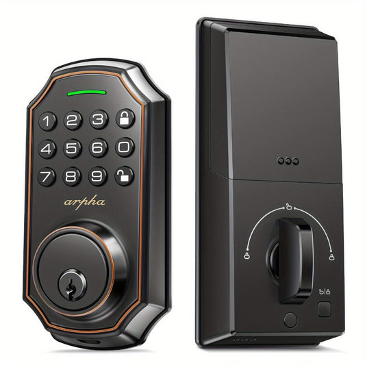 100 Code Keypad Door Lock Smart Keyless Entry Deadbolt – Anti-Peep Password, One-Touch Auto Lock, Fingerprint & WiFi Options, Zinc Alloy Front Door Lock, Easy Install, Low Battery Alarm, Black Silver