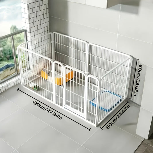 Indoor Dog Enclosure, Black Stainless Steel Modular Playpen for Rest and Play