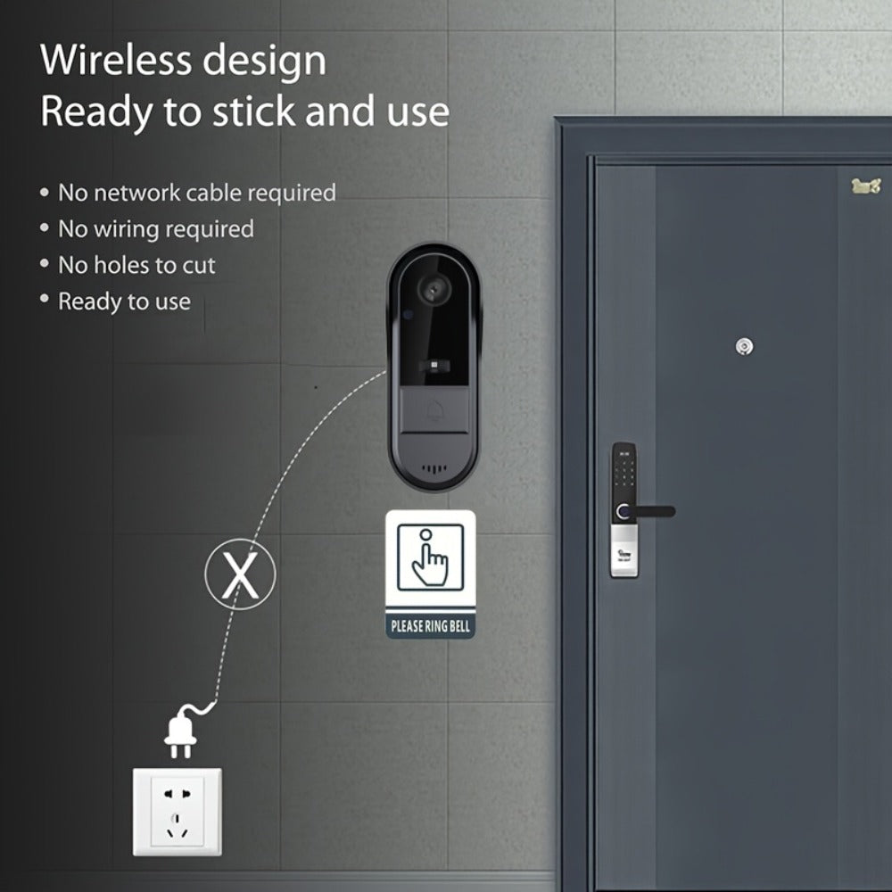 Tuya Smart WiFi Doorbell Camera with Voice Changer – HD Night Vision, Two-Way Intercom, Rechargeable Battery, SD Card Local Storage, Remote Viewing, Home Security Wireless Doorbell, Single or 2-Pack