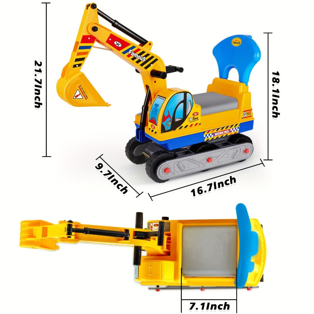 Ride-On Excavator Toy with Working Scoop for Beach and Sandbox Play