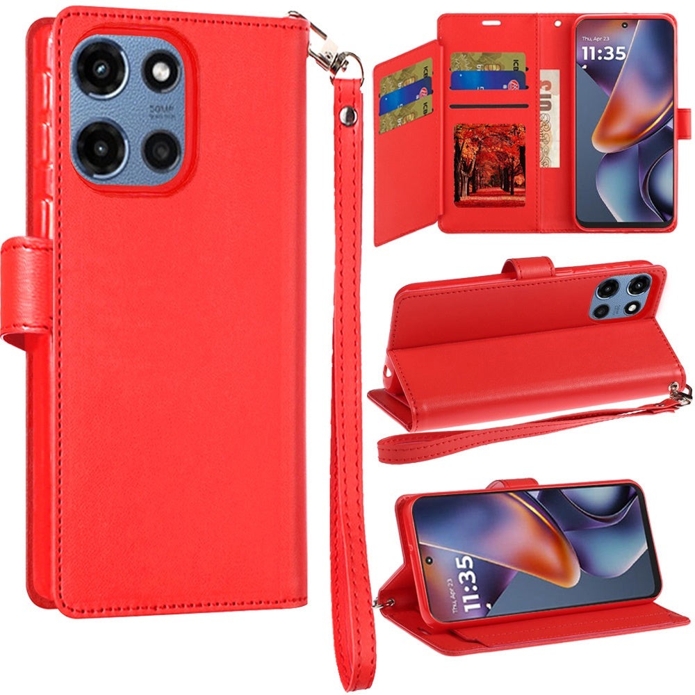 Moto G 5G 2025 Wallet Case PU Leather Folio with 5 Card Slots Cash Pocket Magnetic Closure Kickstand for Motorola Moto G 5G 2025 – NOT for 2024/2023/2022