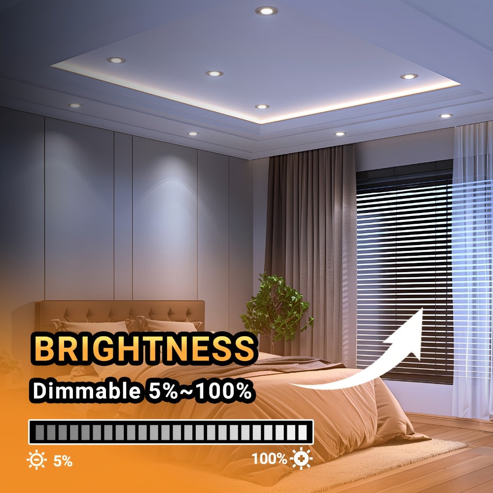 LED Recessed Ceiling Light 6 Inch 24/72 Pack 5CCT 2700K-5000K Dimmable Ultra-Thin Wafer Downlight 12W=110W 1050LM ETL Listed Junction Box Included for Kitchen Living Room Bedroom Hallway Office Lighting